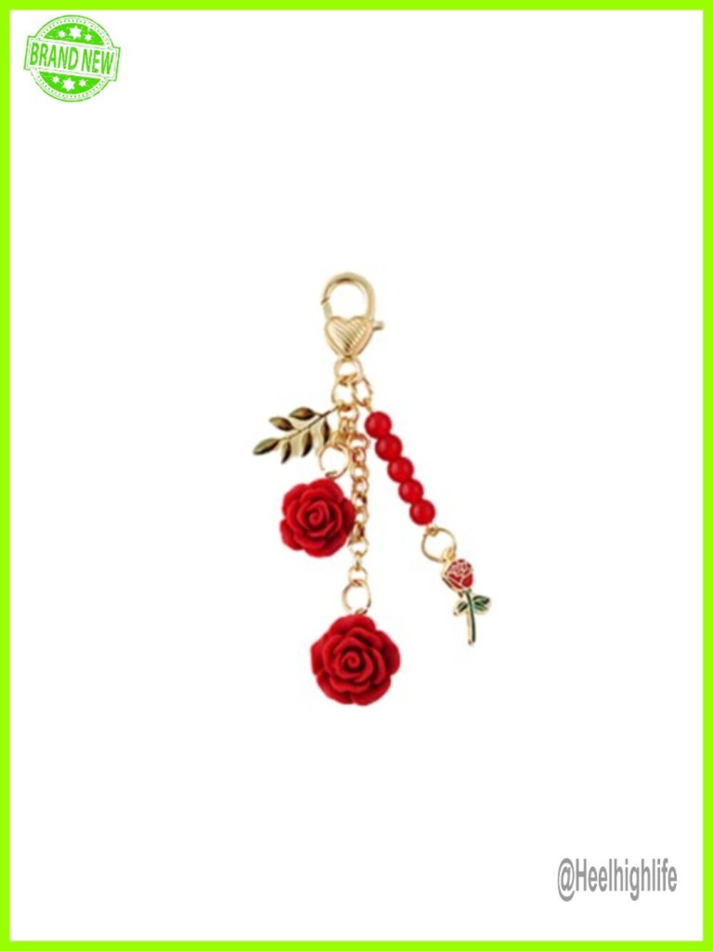 Rose Resin Keychain Charm with Chain Tassel Keyring for Women